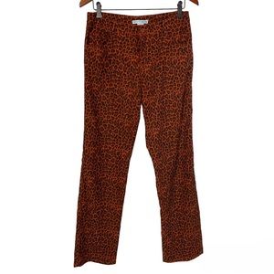 Hanna & Gracie Burnt Orange Leopard Print 5 Pocket Pants Womens Size 10 Straight